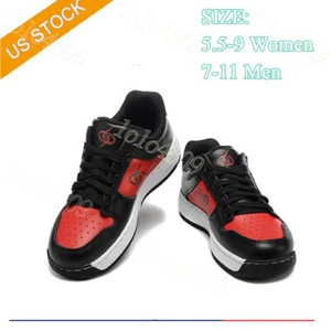 Women's Mens Sneakers Leather Lace Up Low Top Casual Shoes Black Color Size 5-11 - Picture 1 of 24