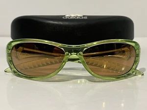 Adidas Performance Sunglasses Neon Green Oval Frame Soft Brown Tinted Lenses - Picture 1 of 14