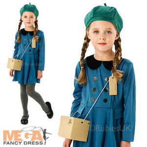 Wartime Girl Fancy Dress Childrens 1930s 1940s Kids Book 40's Costume Outfit