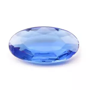 Grande strass vetro blu zaffiro sfaccettato ovale vintage decò ceco 32 mm - Foto 1 di 2