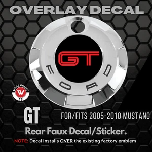 FITS Ford Mustang 2005-2009 Overlay Decal Logo GT BLACK/RED REAR - Picture 1 of 2