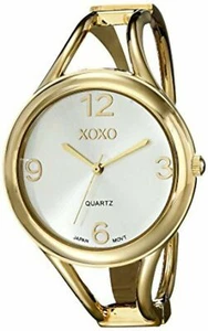 NEW XOXO XO1096 Women's Analog Silver Sunray Dial Yellow Gold Metal Bangle Watch - Picture 1 of 3