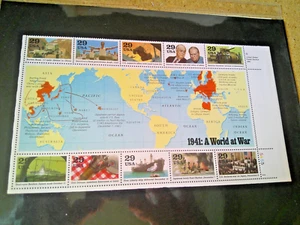 WWII 1941: "A WORLD at WAR" Sheet of 10 Stamps @29c ea. XFNH - Picture 1 of 1