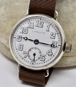Longines for Tiffany & Co. 1917 WWI Officers Trench Armbanduhr Sterlingsilber - Bild 1 von 14