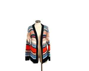 Miss Kelly 1999 Striped Multicolor Open Front Cardigan Shawl Wrap Size S/M - Picture 1 of 6