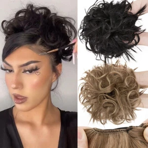 Large Scrunchie Messy Bun Hair Piece THICK Updo Cover Band Extensions as Human - Picture 1 of 80