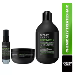 Streax Craft Strength Hair Shampoo 275ml Masque Mask 200g Serum 100ml COMBO PACK - Picture 1 of 20