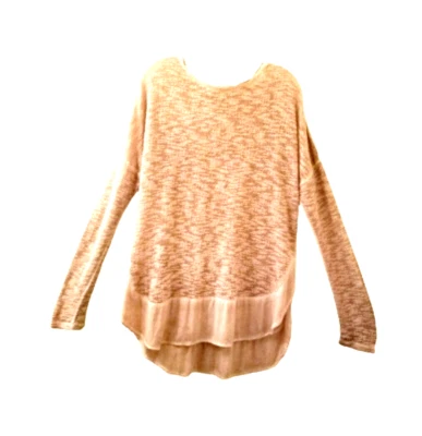 EASEL Ruffle Hem Tunic Pullover Sweater Top Sz Large Tan Lt Brown Knit Oversized - Image 1 of 4