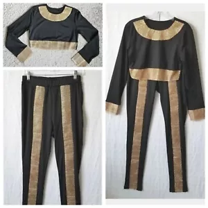 Sexy Women Size L 2 Piece Outfits Long Sleeve Crop Top Pants Set Casual - Picture 1 of 13