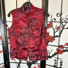 Vintage Ann Taylor Chinese Silk Embroidered Robe Sleeveless Jacket Vest Asian 6