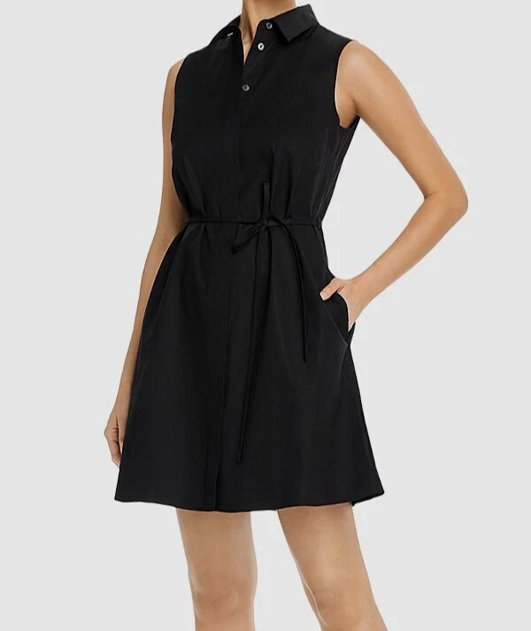 Theory Little Black Sleeveless Dress With collar And Pockets - black size 2