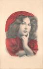 BEAUTIFUL WOMAN GLAMOUR HAND COLORED GARTNER & BENDER POSTCARD (1910)