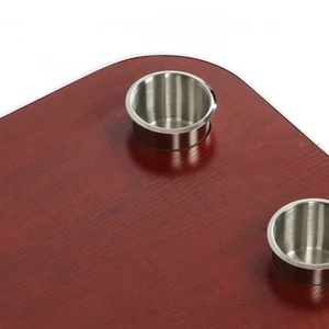 ༝Dark Red Boat Table Top With 2 Cup Holders Solid Wood Removable Desktop Panel - Picture 1 of 22