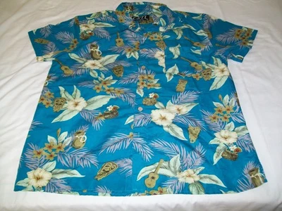 CSTL Coastal Hawaiian Shirt Men's Medium SS Islands Tiki Floral Guitars Pocket - Image 1 of 4