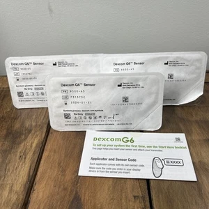 DEXC0M G6 Sensor (Pack Of 3) Diabetes New & Sealed Expires 01-31-2024 - Zdjęcie 1 z 5
