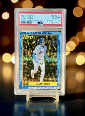 Juan Soto 35th Anniversary 1990 Gold Crackle Foil #/50 2025 Topps PSA 10 POP 1 - Image 1 of 2