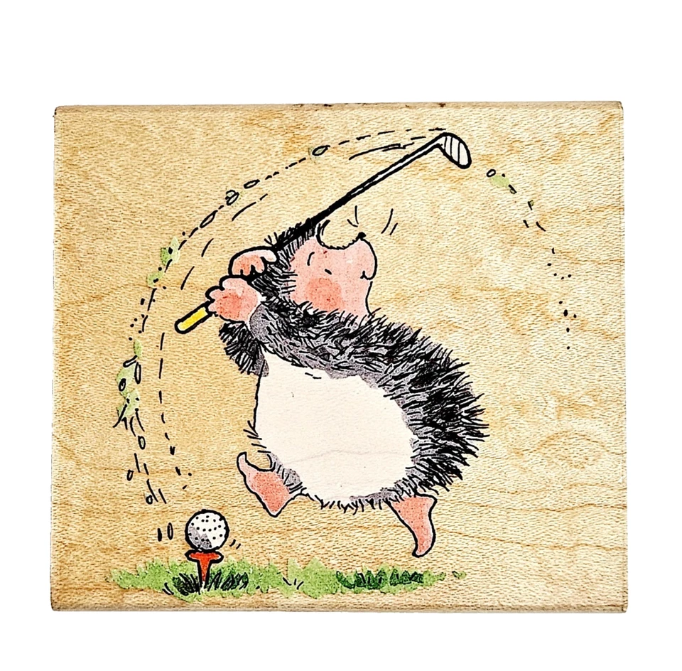 СКУЧАЮ ПО ТЕБЕ! Черный резиновый штамп пенни 2894J юмористический еж для гольфа спортивные развлечения o-333 - Изображение 1 из 4