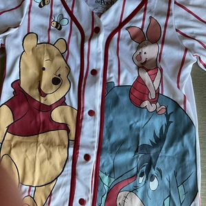 Disney Womens Winnie The Pooh Baseball Jersey Vintage Syle Mesh Button Down XL - Picture 1 of 7