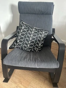 IKEA Poang Rocking Chair Black-Brown Frame, Grey Covers - Picture 1 of 2