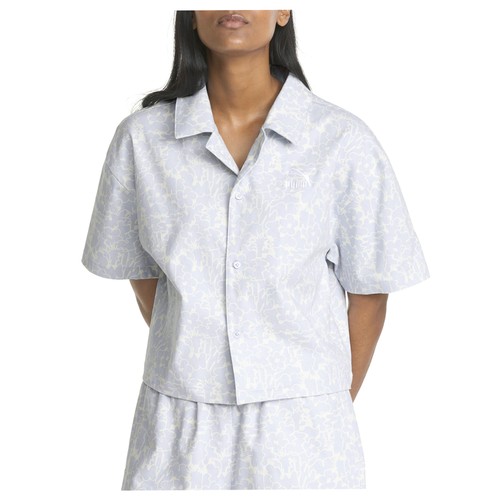 Camicia PUMA Classics Summer Resort floreale manica corta con bottoni donna blu casual