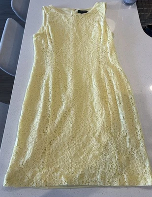 Ralph Lauren LRL кружевное платье размер 14 желтый крючком с цветочной подкладкой Cottagecore богемное - Изображение 1 из 4