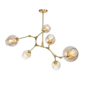 Gold/Black Molecule Glass Chandelier 6-Light Tree Branch Pendant Ceiling Fixture - Picture 1 of 13