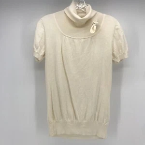 Banana Republic Sweater Womens Small Ivory Cotton Angora Cashmere Short Sleeve - Picture 1 of 10