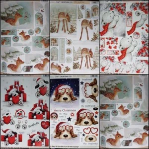 3D A4 Die Cut Paper Tole Decoupage Christmas Puppy Love Bear Deer NoCutting - Foto 1 di 6