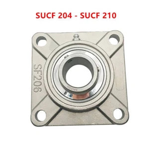 SUCF 204 - SUCF 210 Solid Base  304 Stainless Steel Square Pillow Block Bearing - Picture 1 of 5
