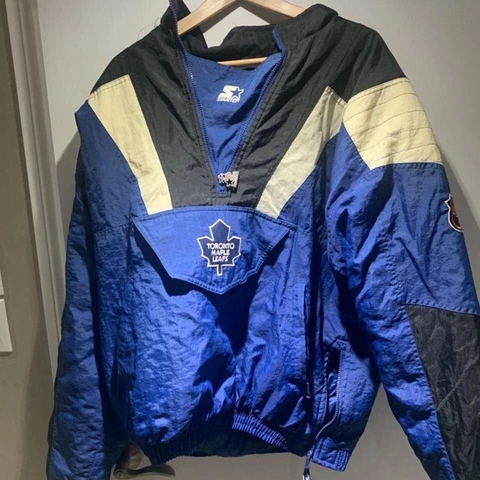 Toronto Maple Leafs Vintage Starter Jacket size L Quarter Zip Pullover Puffer Cover