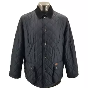 Vintage Polo Ralph Lauren Quilted Jacket Old Money Style Blue Mens Corduroy Sz L - Picture 1 of 10
