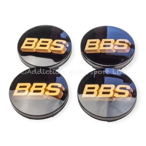 4x Genuine BBS Floating Centre Caps, Black with Bronze 3D BBS Logo 70.6mm - Picture 1 of 12