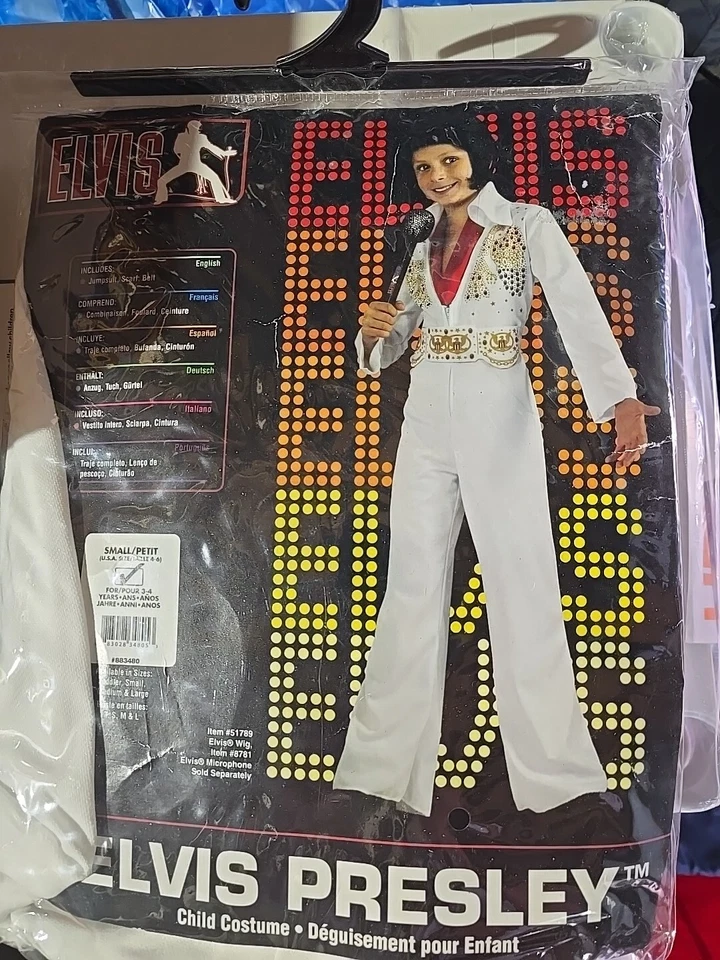 Macacão Elvis Presley Aloha Eagle branco fantasia infantil Halloween P 3/4  - Imagem 1 de 3