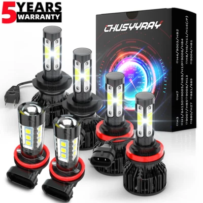 Combo de 6 faros LED haz alto/bajo + bombillas antiniebla para Hyundai Santa Fe 2013-2016 Foto 1 de 4