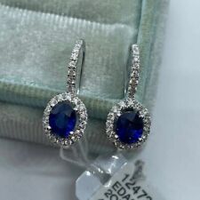 3.00Ct Oval Cut Lab-Created Sapphire Drop/Dangle Earrings 14K White Gold Plated