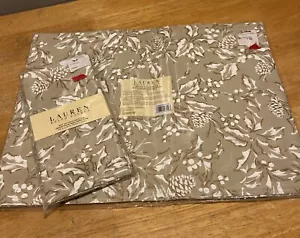 Ralph Lauren Holly Pinecones 4 Placemats & 4 Napkins Christmas Gold White NEW - Picture 1 of 4