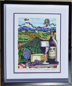 Charles Fazzino "A VIEW OF THE VINEYARD" 3-D Wine Serigraph Hand signed framed - Picture 1 of 5