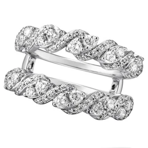14K Bañado en Oro Blanco Solitario Potenciador 1Ct Moissanita Anillos Chaqueta - Imagen 1 de 6