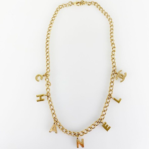 CHANEL GP Collana Catena Logotipo Motivo Charm Marca Coco Oro Accessorio Autentico