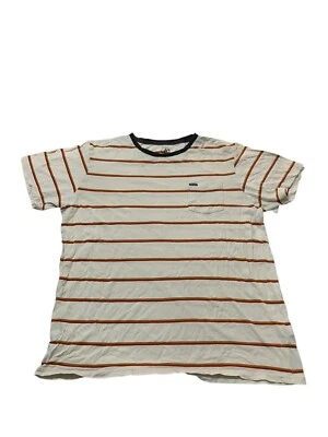 Volcom White/Orange/Black Striped T-Shirt Surf Size Large - Image 1 of 3