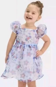 Disney JR Minnie Mouse Toddler Girl's Size 4T Short Sleeve Dress Organza  Blue  - Picture 1 of 6