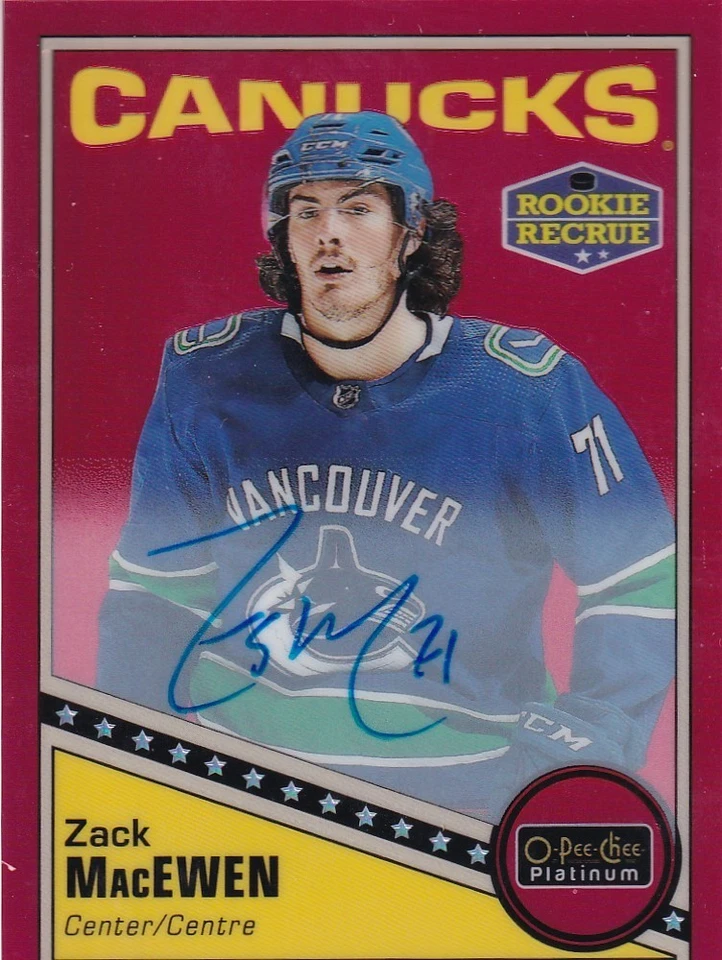 2019-20 O-Pee-Chee Platinum Retro Rainbow Autographs #R70 Zack MacEwen RC - Image 1 of 2