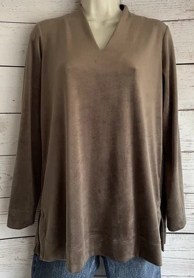 Top de terciopelo Pure Jill Jill talla XS cuello en V manga larga suave Foto 1 de 4