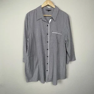 Camisa Lafayette 148 XL Bray Blanca Rayas Larga Línea Abotonada Algodón Tencel - Imagen 1 de 8