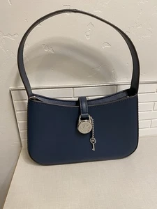 Michael Kors Handtasche Lyra Small Pouchette dunkelblau Leder neu ohne Etikett - Bild 1 von 14