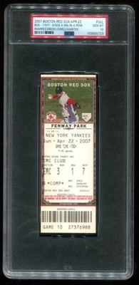 Билет на 22 апреля 2007 Red Sox Yankees PSA 10 Gem Mint Sox 4 Home Runs in a Row - Изображение 1 из 2