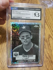 2021 Topps Chrome Platinum Anniv. Craig Biggio B & W Mini-Diamonds CGC 9.5 Pop 1 - Picture 1 of 3