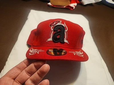 New Era 5950 California Angels  Fitted Wool Tribal Hat Cap 8 RED 59FIFTY New - Image 1 of 4