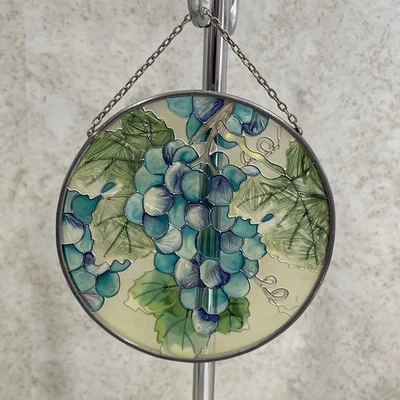 "Vitral vintage Joan Baker Designs viñedo uvas atrapasol 4,5"" redondo" Foto 1 de 4