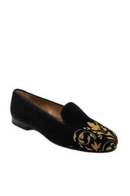 Mocasines Stubbs & Wootton x J Crew de terciopelo bordados negros talla 9 para mujer Foto 1 de 4